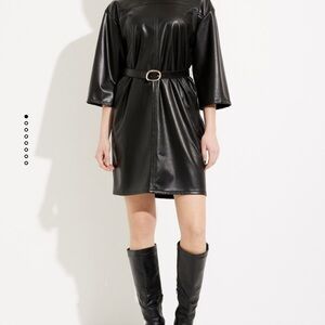 Joseph Ribkoff Black Faux Leather shift Dress